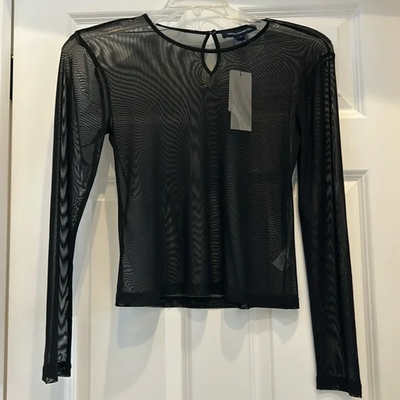 FRENCH CONNECTION NWT Sheer Long sleeve top Size S - Picture 2 of 6
